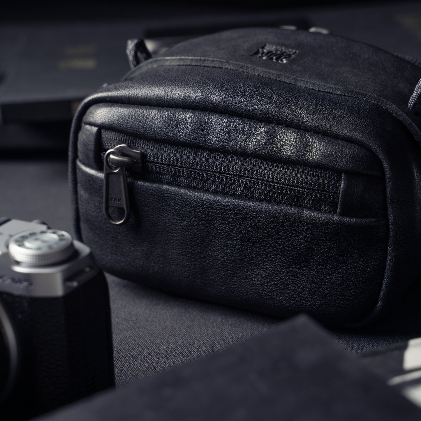 Wotancraft Full Leather Portable Camera Pouch ML Black
