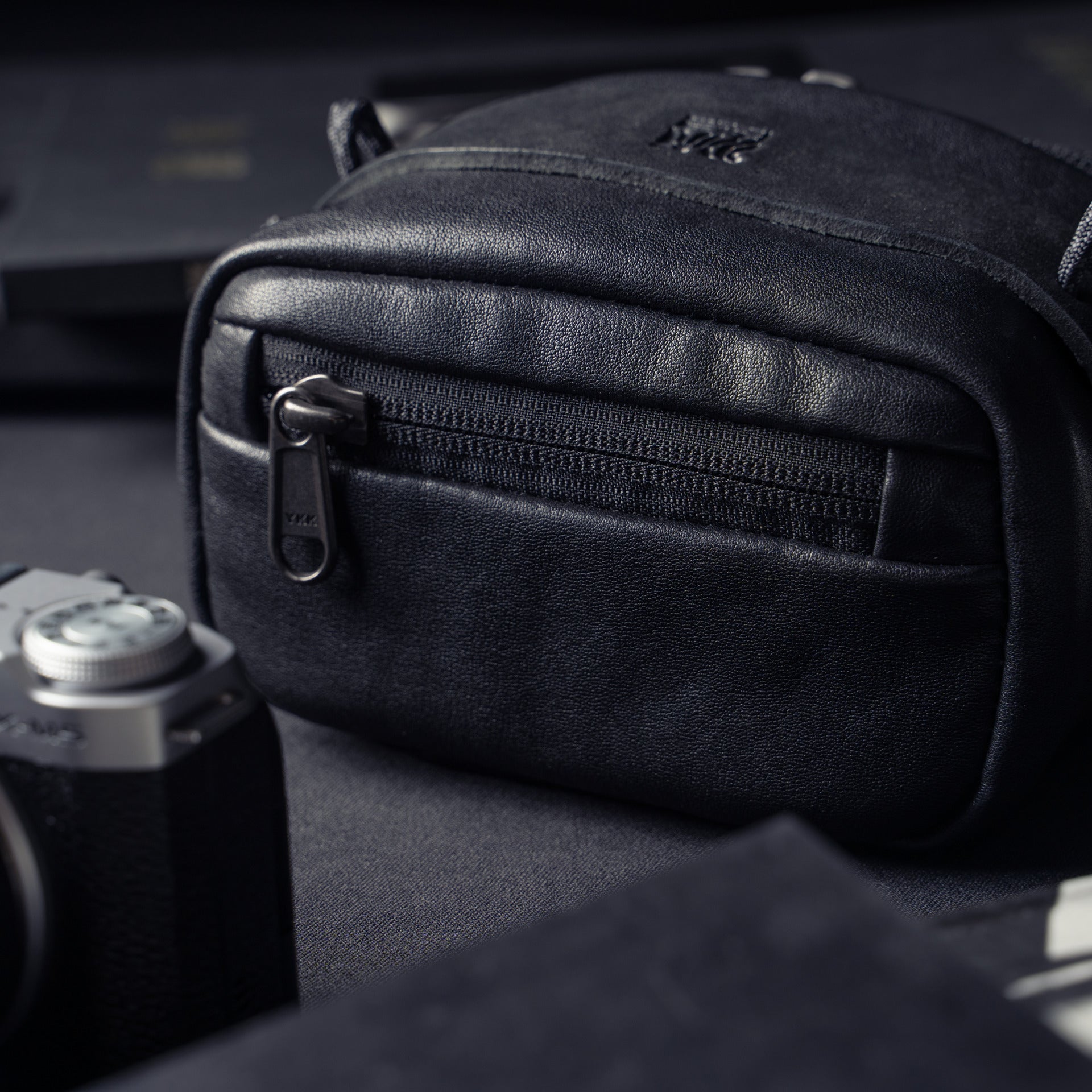 Wotancraft Full Leather Portable Camera Pouch ML Black