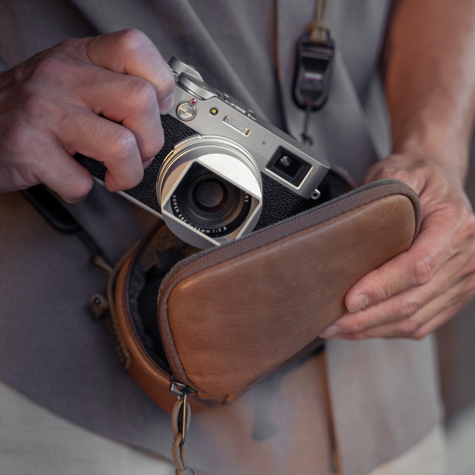 Wotancraft Full Leather Portable Camera Pouch M Brown